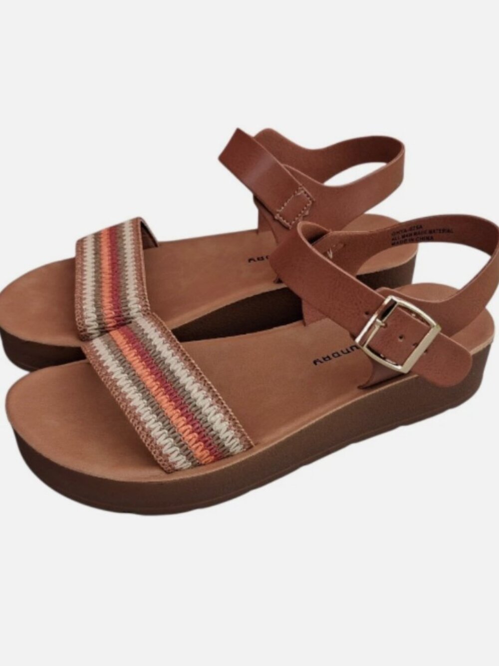 CL By Laundry Women's Ankle Strap Sandals Size 7 Brown Woven GHYA-025A